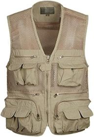 Mens Waistcoat Summer Outdoor Casual Fishing Safari Hiking Vest with Multi-Pocket