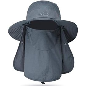 Fishing Hat/Boonie Hat; Sun hat Detachable UV Sun Screen Wide Brim Hat With Face Cover & Neck Flap; hiking hat (Color: Light Blue)