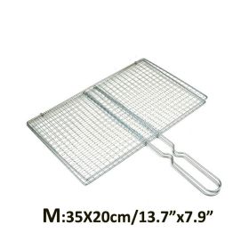 1pc Stainless Steel Vegetable BBQ Grilling Basket; Easy To Clean Grill Basket; Grill Accessories; Portable Folding Fish Grilling Basket With Removable (size: M)